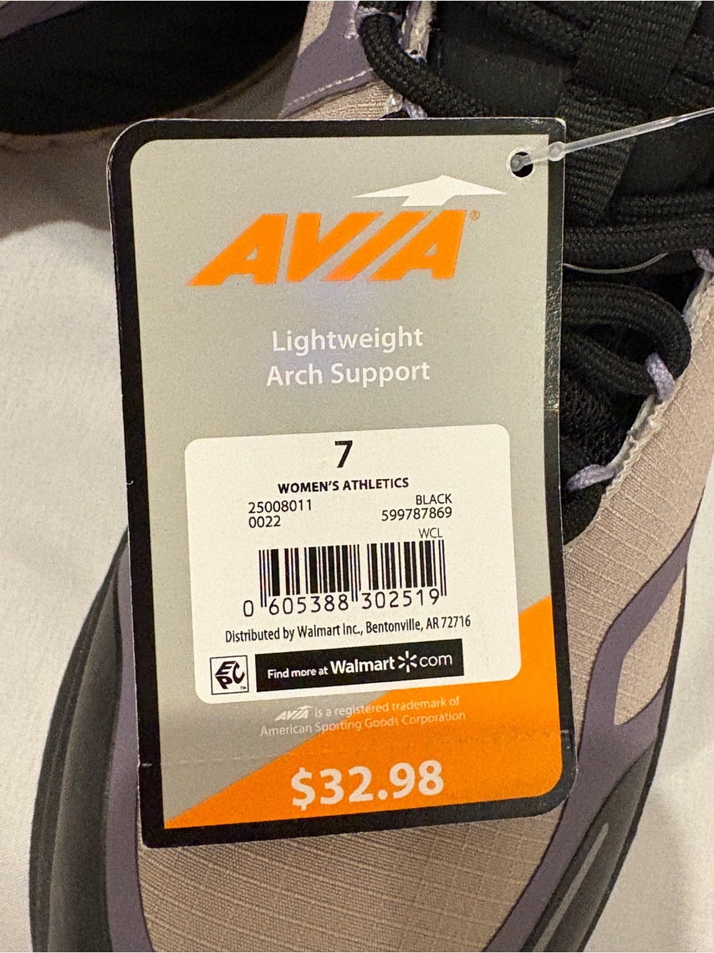 Avia Women’s Hiking Athletic Shoes in Beige, Black and Lavender - Picture 3 of 3
